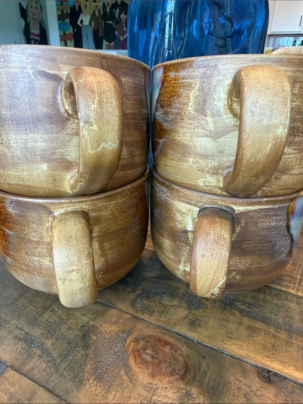 Sango Splash Stoneware Jumbo Mug Set of 4
